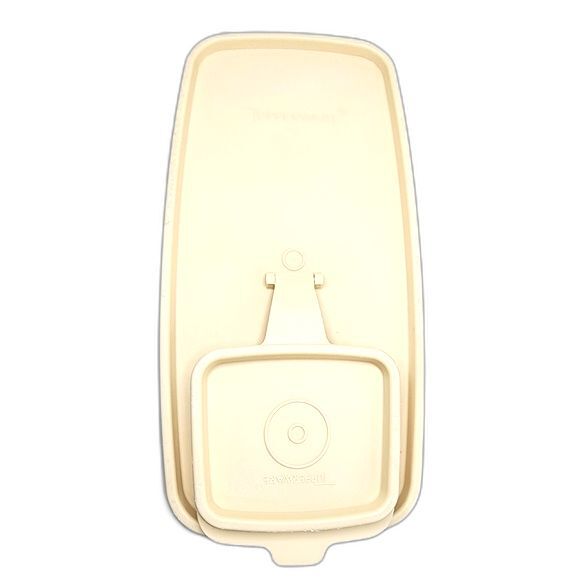 Vintage Tupperware White & Tan Super Cereal Keeper w/ Lid & Cap 10.25"X8.25"X5" - Picture 5 of 11